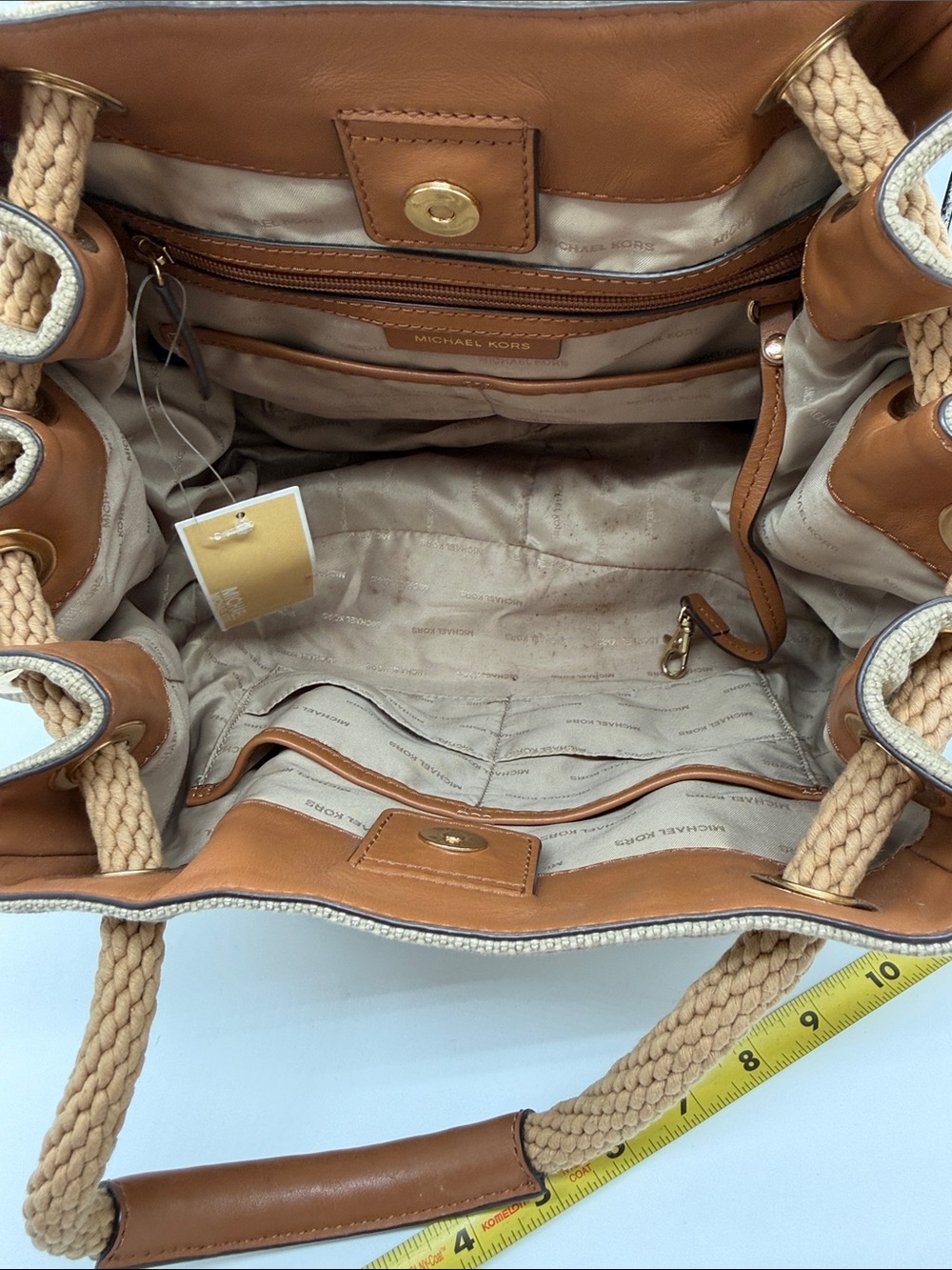 Michael Kors‎ Beige Canvas Rope-Handle Tote with Leather Trim NWT - Picture 5 of 9